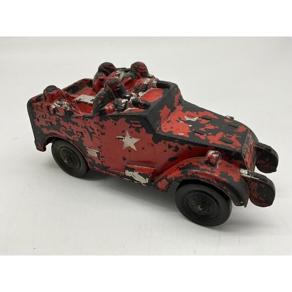 Sun Rubber Company Vintage 1940's  Army Radio & Machine Gun 4 Man Vehicle - Picture 12 of 16